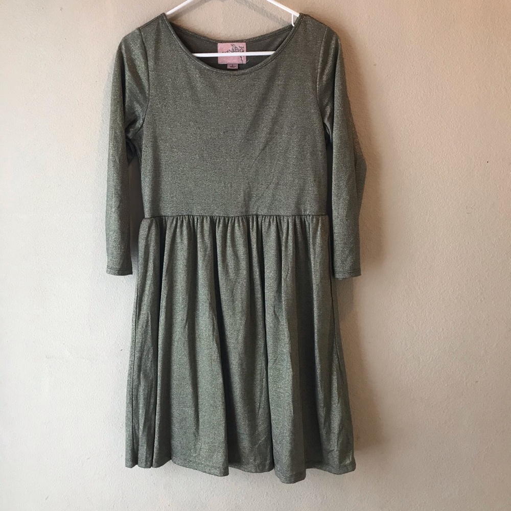 Knee length dress.